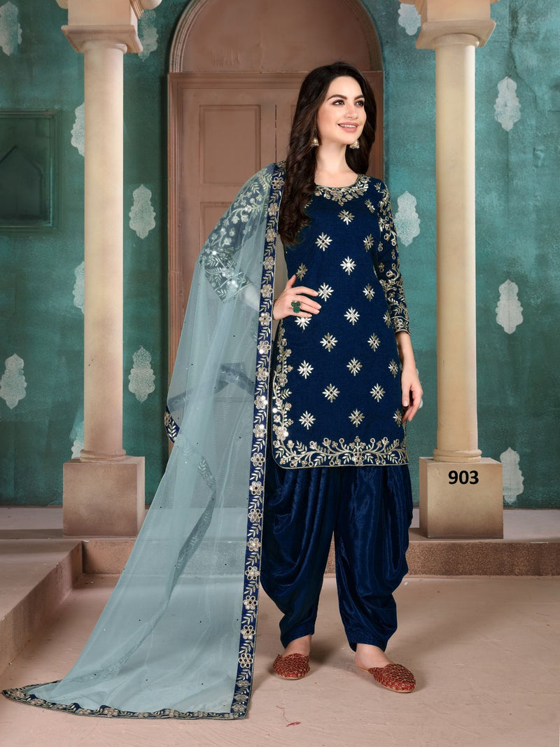 Dani Aanaya 900 Series Art Silk With glass Work Designer Stylish Party Wear Salwar Suit