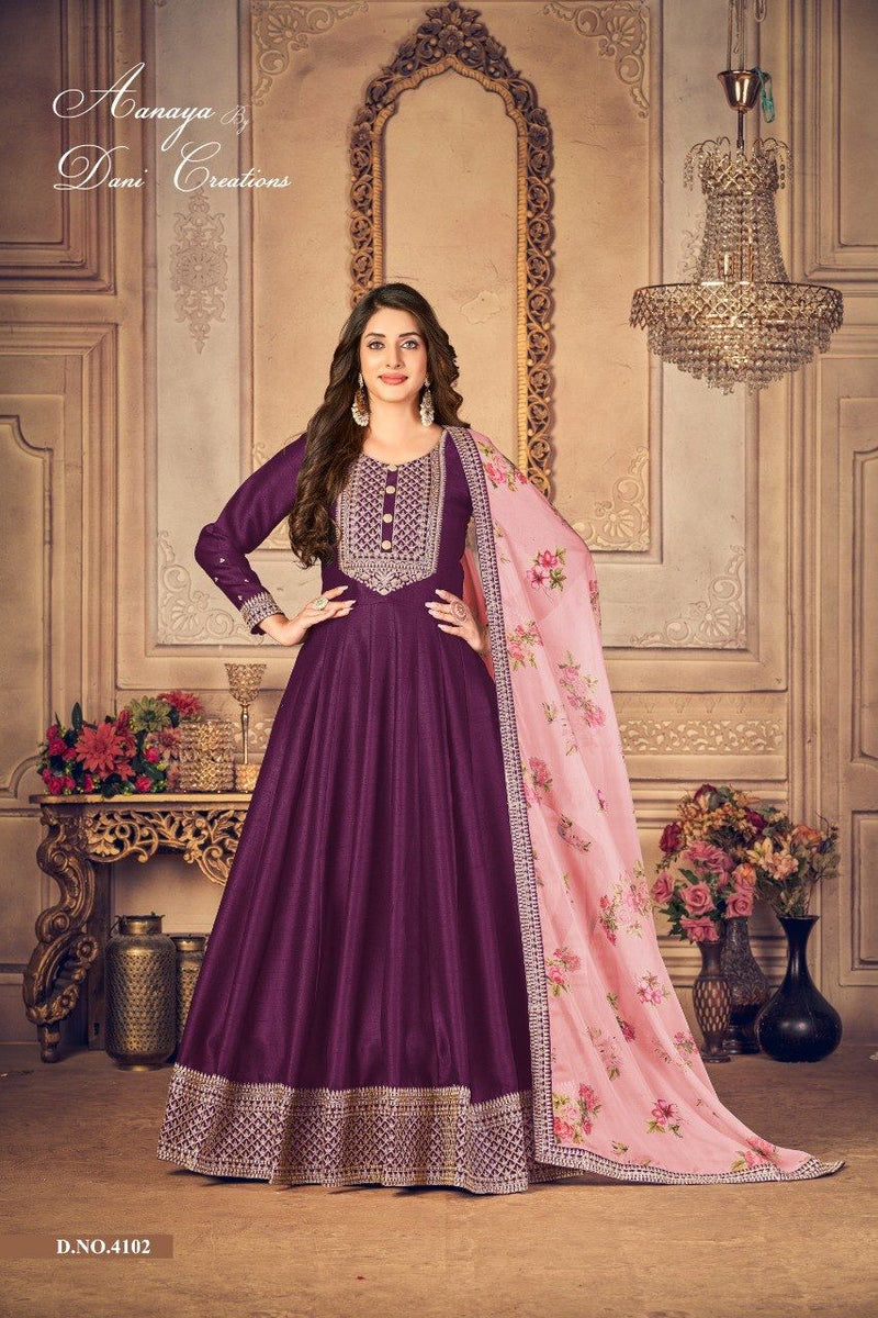 Dani Aanaya Vol 141 Jiyo Silk With Gorgous Look Stylish Designer Party Wear Long Salwar Suit