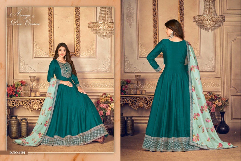 Dani Aanaya Vol 141 Jiyo Silk With Gorgous Look Stylish Designer Party Wear Long Salwar Suit