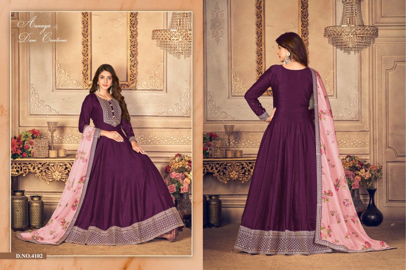 Dani Aanaya Vol 141 Jiyo Silk With Gorgous Look Stylish Designer Party Wear Long Salwar Suit