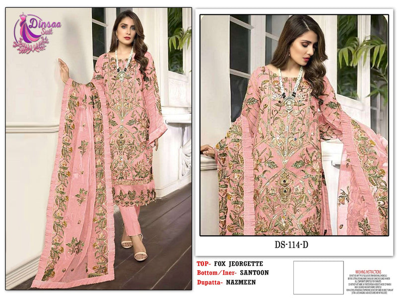 Dinsaa Suit Dno 114 D Georgette With Heavy Embroidery Stylish Designer Pakistani Party Wear Salwar Kameez