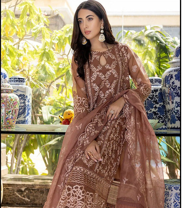 Dinsaa Suit Organza With Frill Georgette Stylish Designer Party Wear Salwar Suit