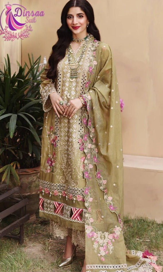 Dinsaa Suit Elaf Summer 126 Pure Cotton With Fancy Work Stylish Designer Pakistani Salwar Kameez