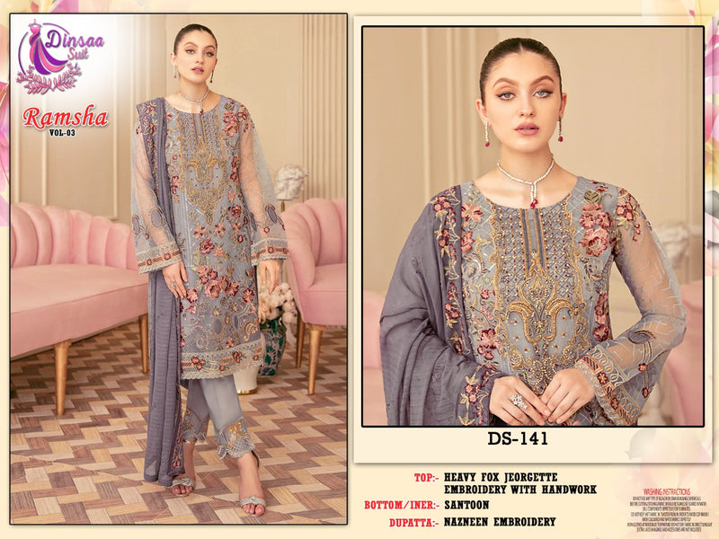 Dinsaa Dno 139 Georgette Embroidery With Fancy Hand Work Stylish Designer Innovatiov Style Salwar Kameez