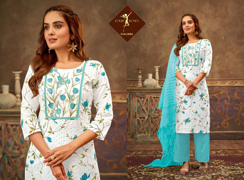 Four Roses Dno 9062 9063 Rayon Stylish Designer Printed Casual Wear Kurti