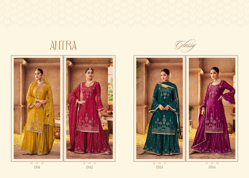 Glossy Antra Chinon Stylish Designer Hand Work Festival Look Salwar Kameez