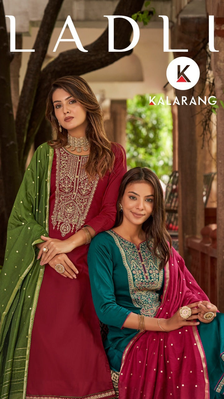 Kalarang Ladli Jam Silk With Heavy Beautiful Work Stylish Designer Festive Wear Salwar Suit