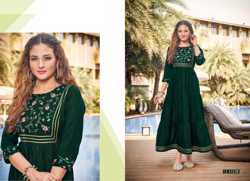 Kalaroop Kajree Zoya Vol 2 Rayon Stylish Designer Embroidery Work Graceful Look  Kurti