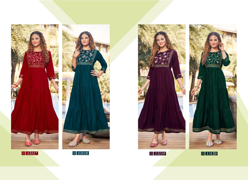 Kalaroop Kajree Zoya Vol 2 Rayon Stylish Designer Embroidery Work Graceful Look  Kurti