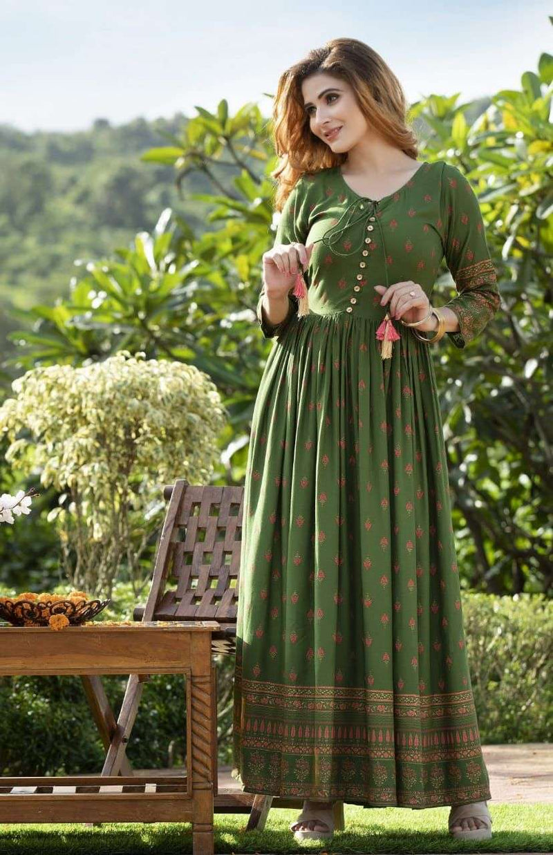 Majisha Naraya Vol 1 Rayon With Foil Print With Hand Work Stylish Designer Wear Kurti