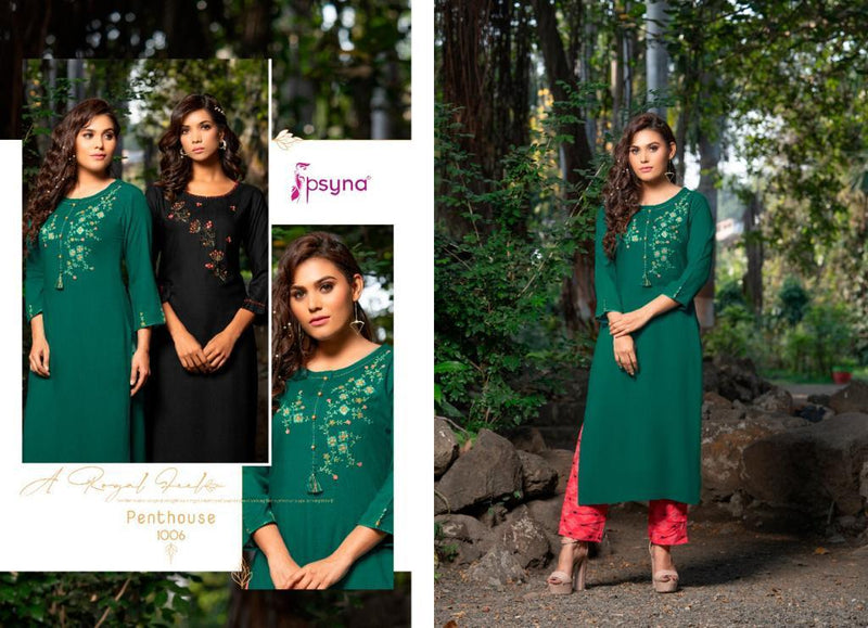 Psyna Pent House Rayon Stylish Designer Hand Work Modern Beautiful Look Kurti