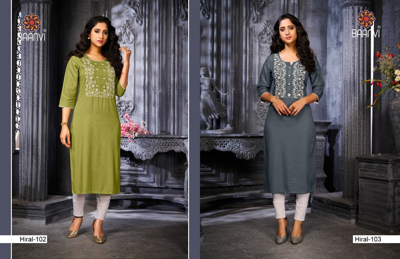 R Studio Baanvi Hiral Vol 1 Namo Slub Stylish Fancy Embroidered Party Wear Kurtis