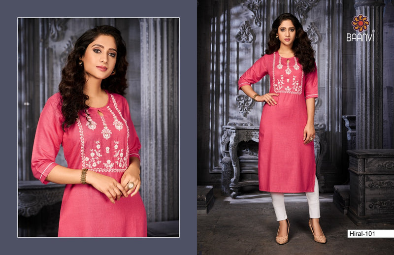 R Studio Baanvi Hiral Vol 1 Namo Slub Stylish Fancy Embroidered Party Wear Kurtis