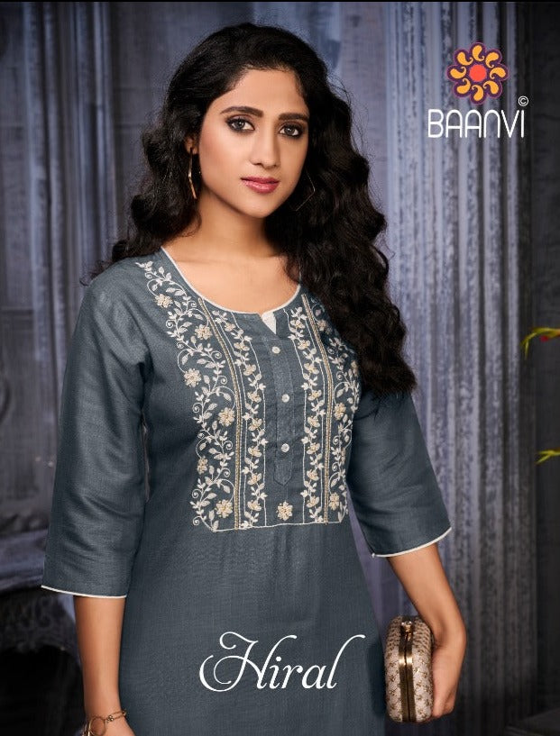 R Studio Baanvi Hiral Vol 1 Namo Slub Stylish Fancy Embroidered Party Wear Kurtis