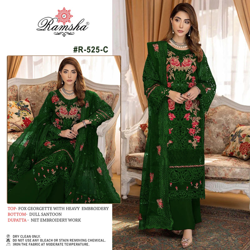 Ramsha Dno R 525 C Georgette With Fancy Embroidery Work Stylish Designer Party Wear Salwar Kameez