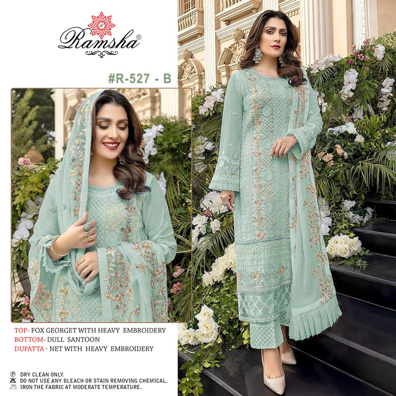 Ramsha R 527 B Georgette With Heavy Embroidery Work Stylish Designer Party Wear Salwar Kameez