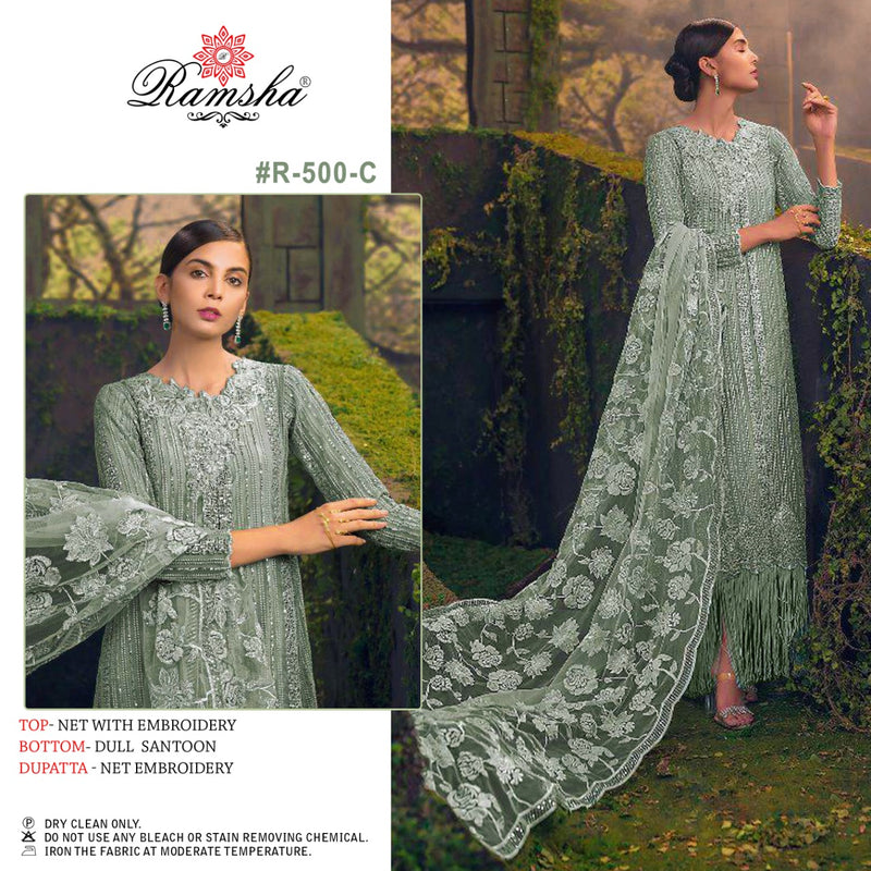 Ramsha R 500 C Net With Heavy Embroidery Work Stylish Designer Pakistani Party Wear Salwar Suit