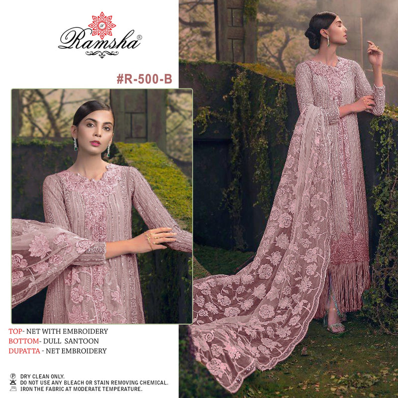 Ramsha R 500 B Net With Heavy Embroidery Work Stylish Designer Pakistani Party Wear Salwar Suit