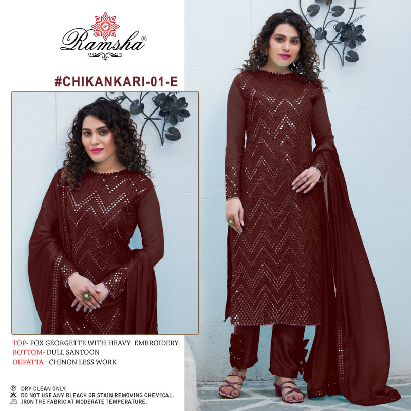 Ramsha Chikankari-01-E Georgette Stylish Designer Wear Salwar Suit