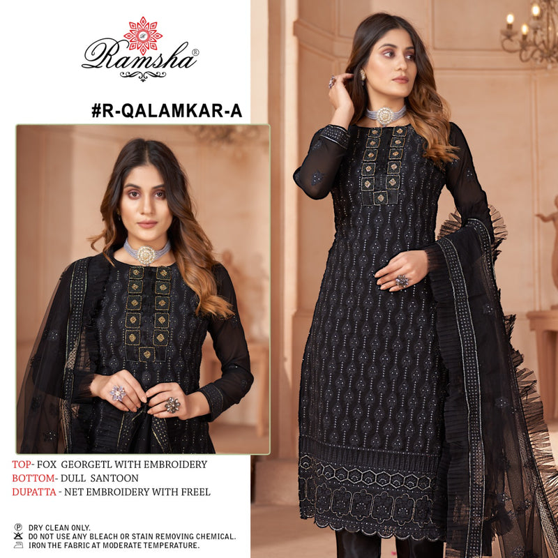 Ramsha Qalamkar A Georgette With Beautiful Work Stylish Designer Fancy Look Salwar Kameez