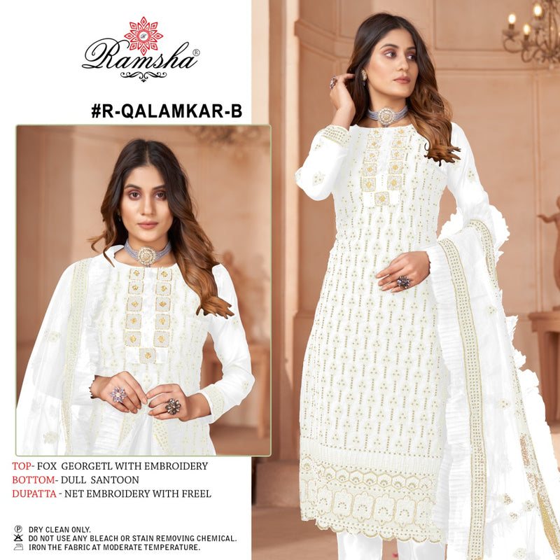 Ramsha Qalamkar B Georgette With Beautiful Work Stylish Designer Fancy Look Salwar Kameez