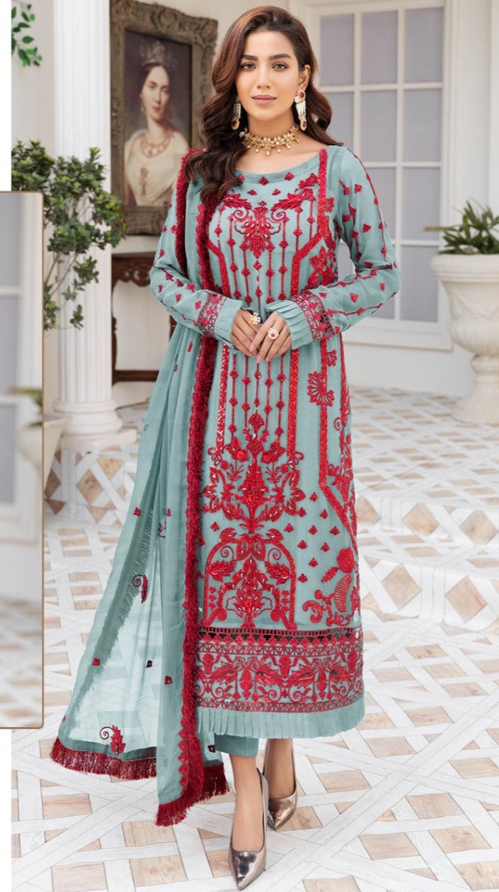 Ramsha R 449 B Georgette With Embroidery Stylish Designer Party Wear Salwar Kameez