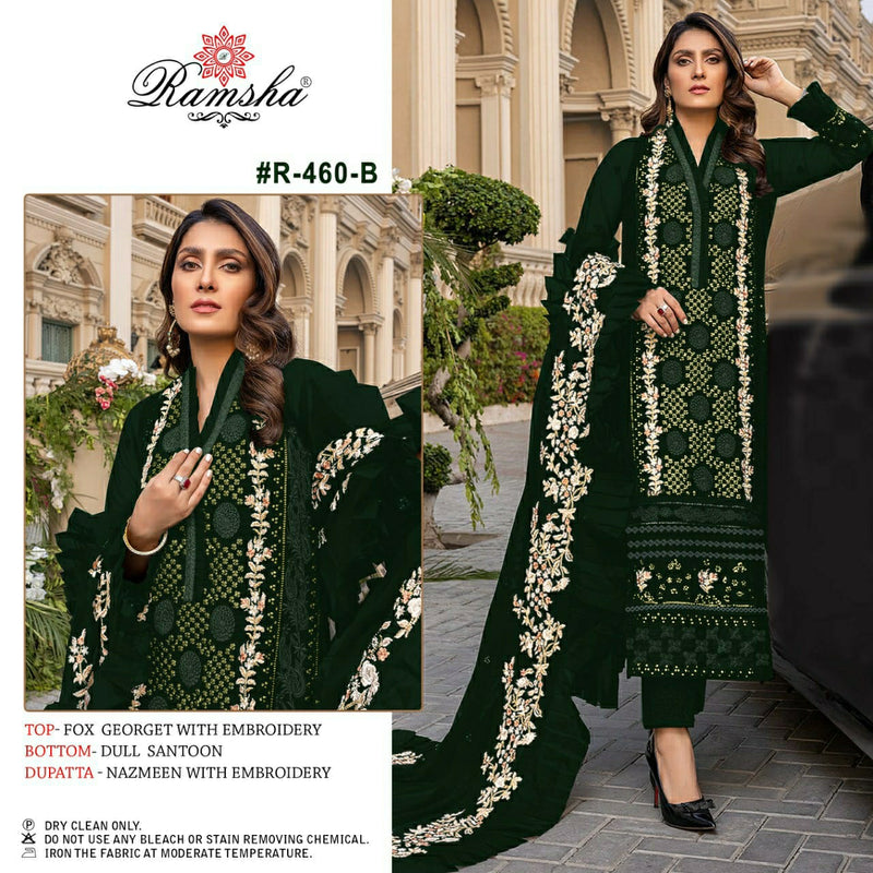 Ramsha Dno R 460 B Georgette With Heavy Embroidery Work Stylish Designer Pakistani Salwar Kameez