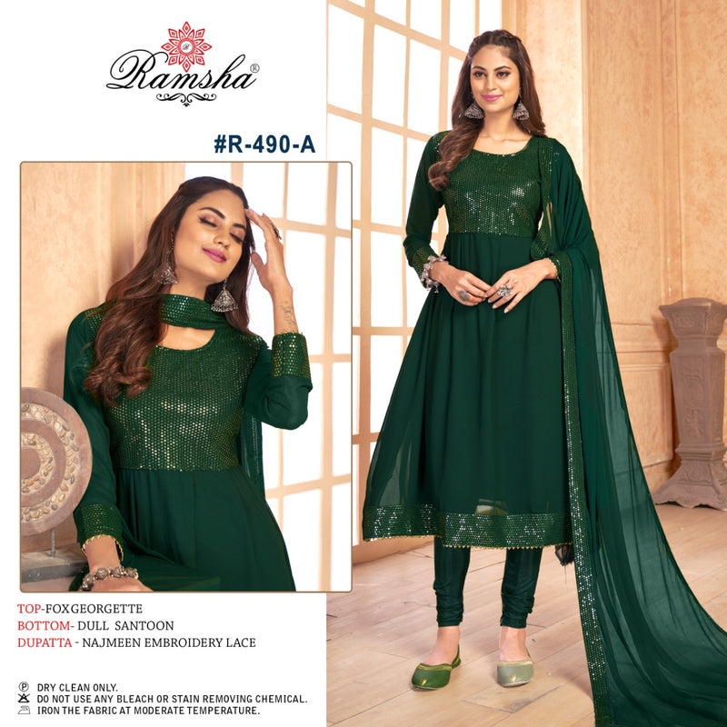 Ramsha R 490 A Georgette Stylish Designer Wear Salwar Kameez