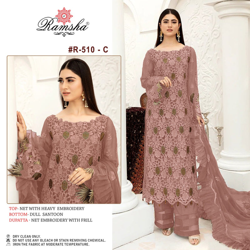 Ramsha Dno R 510 C Heavy Net Embroidery Stylish Designer Party Wear Salwar Suit