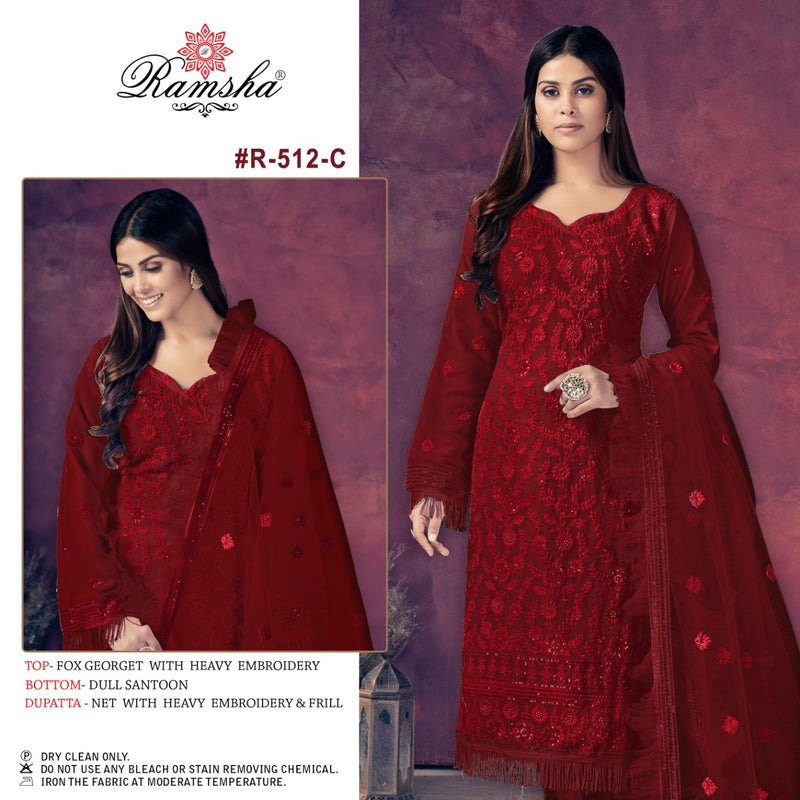 Ramsha Dno R 512 C Georgette With Heavy Embroidery Work Stylish Designer Casual Look Salwar Kameez