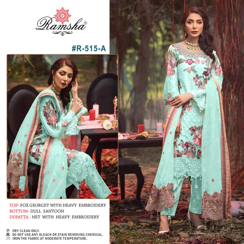 Ramsha R 515 A Georgette With Heavy Embroidery Work Stylish Designer Pakistani Party Wear Salwar Kameez