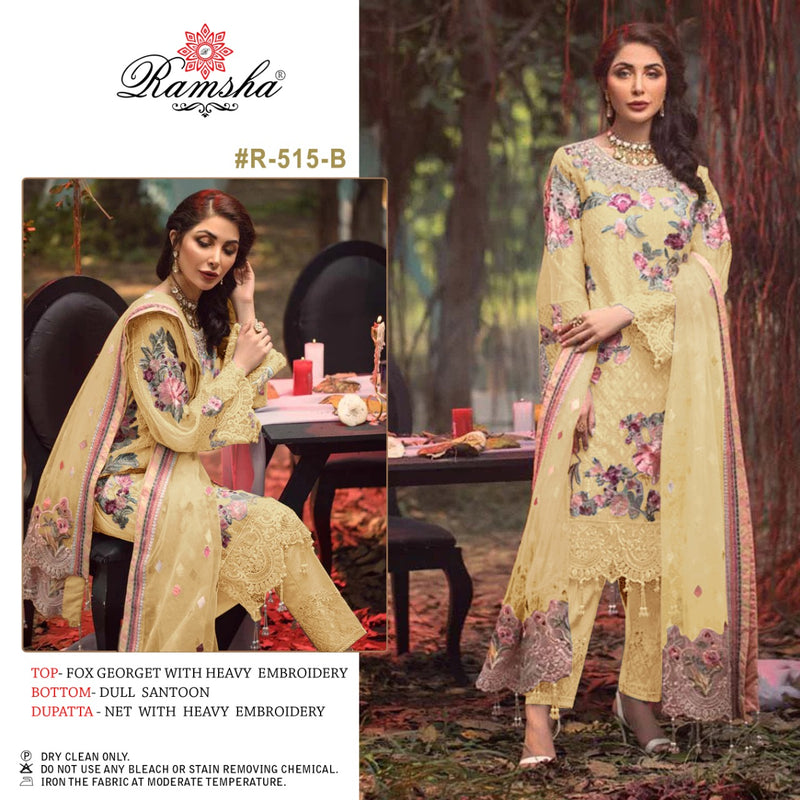 Ramsha R 515 B Georgette With Heavy Embroidery Work Stylish Designer Pakistani Party Wear Salwar Kameez