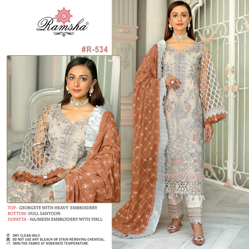 Ramsha Dno 534 Georgette With Fancy Embroidery Work Stylish Designer Party Wear Salwar Kameez