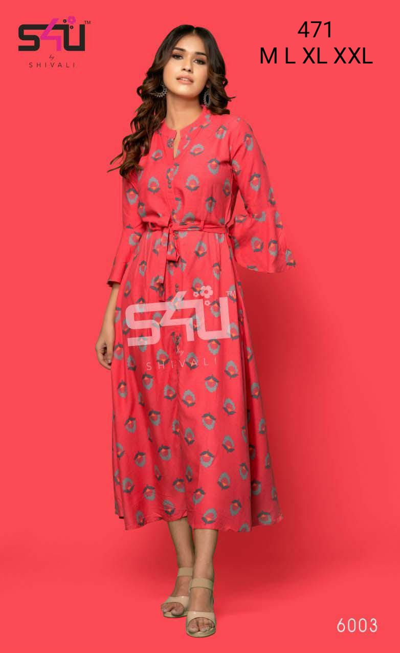 S4u Shivali Dno 471 Fancy Stylish Designer Casual Frock Style Kurti