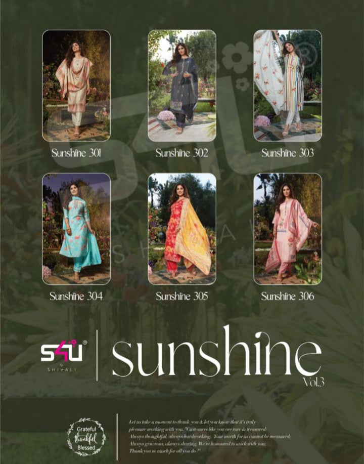 S4u Sunshine Vol 3 Muslin Occasional Wear Kurtis With Top & Dupatta