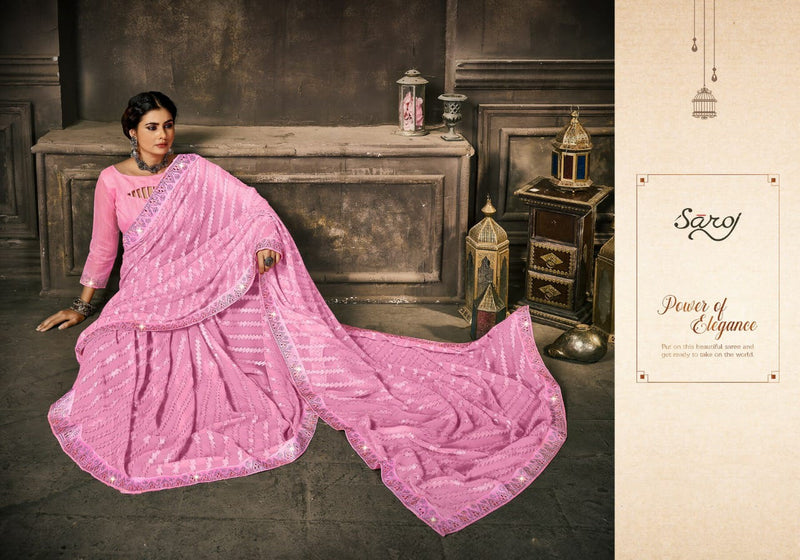 Saroj Laavnya Georgette With Jari Work Stylish Designer Party Wear Graceful Look Saree