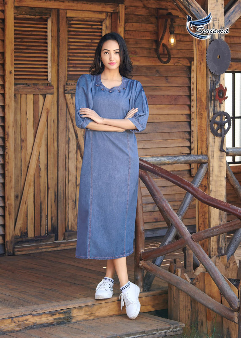 Denim frock kurti sale