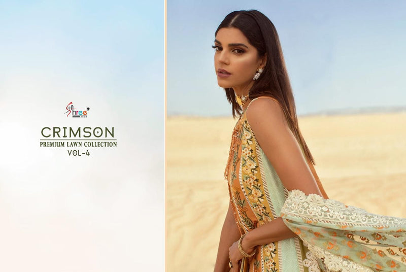 Shree Fab Crimson premium Lawn Collection Vol 4 Cotton With Embroidered Work Pakistani Style Salwar Suit