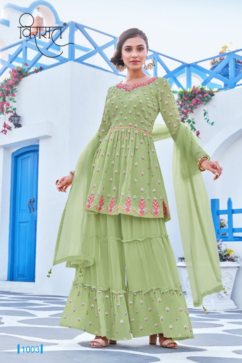 Virasat Dno 1003 Georgette With Embroidered Stylish Designer Party Wear Graceful Look Sharara