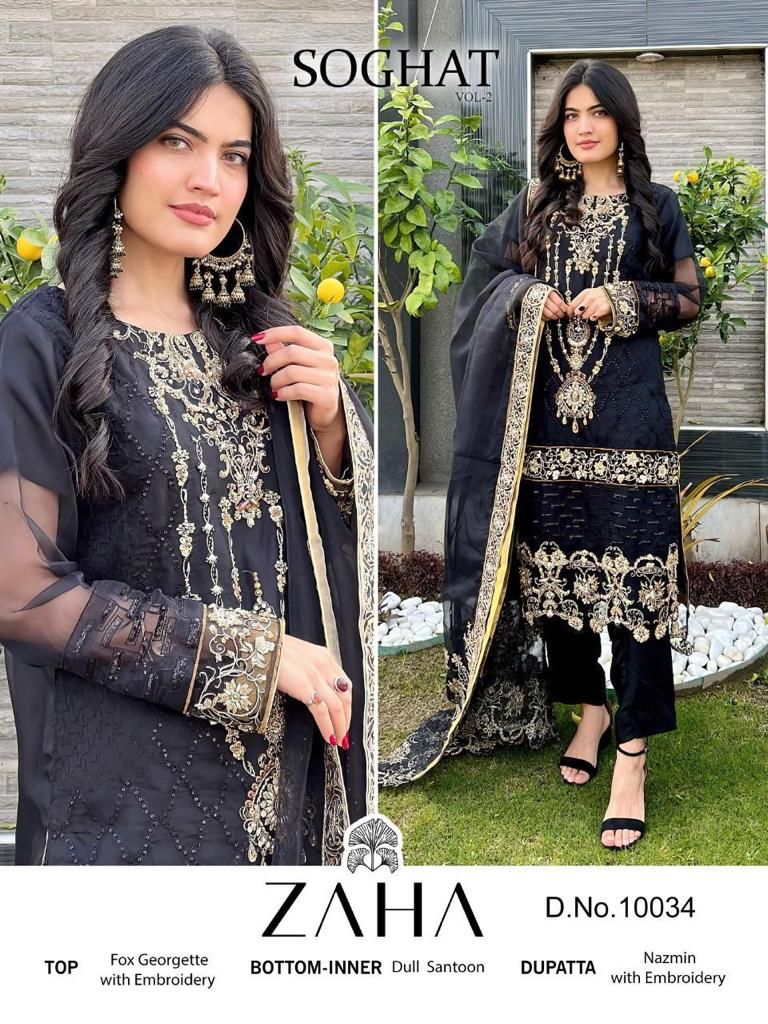 Zaha Dno 10034 Georgette With Heavy Embroidery Work stylish Designer Pakistani Party Wear Salwar Kameez