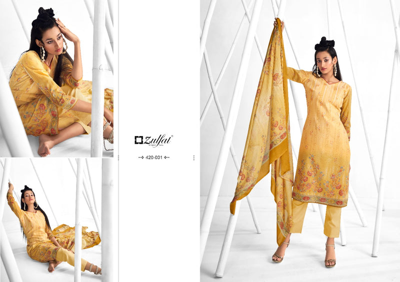 Zulfat Designer Suit Shaheen Pure Cotton Stylish Designer Casual Wera Floral Print Salwar Suit