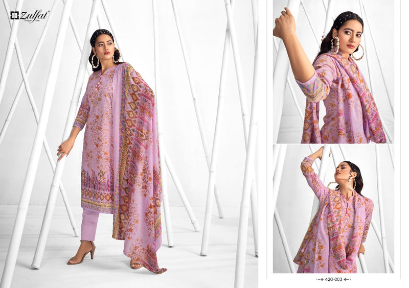 Zulfat Designer Suit Shaheen Pure Cotton Stylish Designer Casual Wera Floral Print Salwar Suit