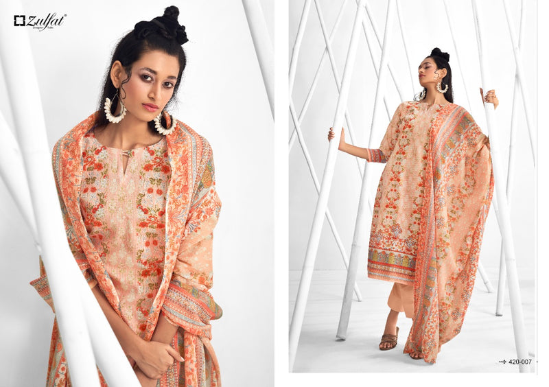 Zulfat Designer Suit Shaheen Pure Cotton Stylish Designer Casual Wera Floral Print Salwar Suit